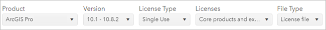 Product, version, license type, and other license file settings