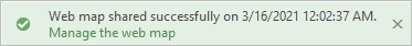 Successfully shared web map message