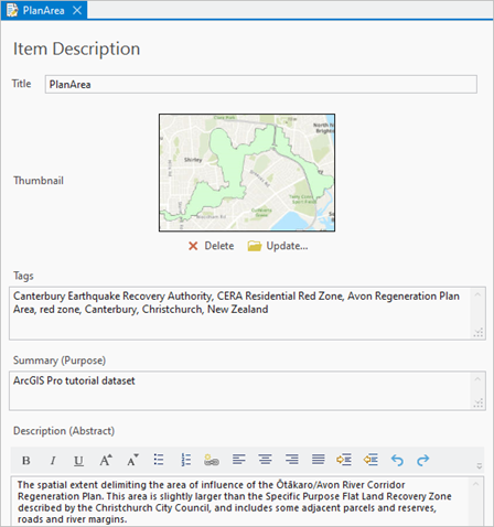 A metadata view