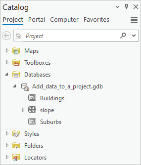 Catalog pane with Databases folder expanded