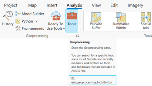 Command ID displayed in the ScreenTip for the Tools button on the Analysis tab