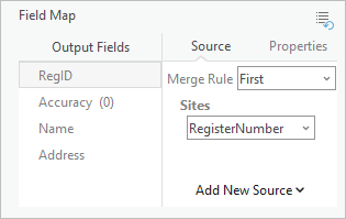 Field Map area of Append tool with updated settings