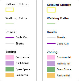 Side-by-side view of the ArcGIS Pro and ArcMap legends