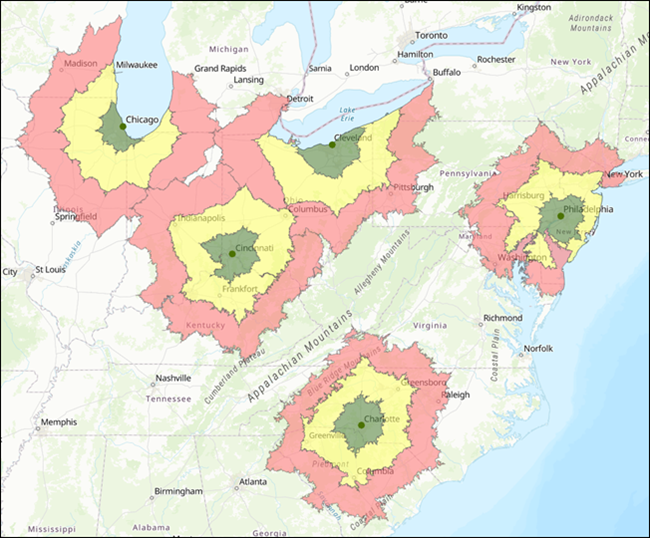 Map of service areas