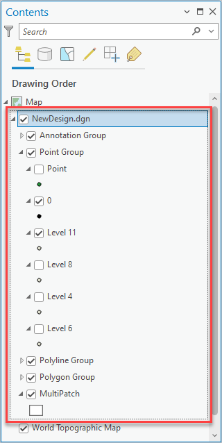 CAD Dataset TOC group layers