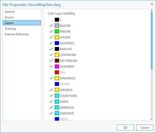 Layers tab in the File Properties pane