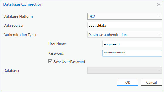 Example Db2 connection using a cataloged database