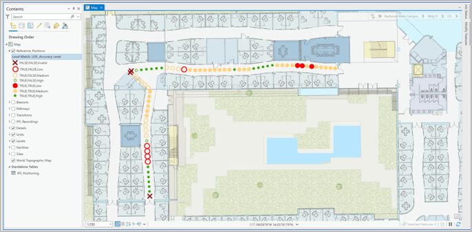 Areas that have a level mismatch may be out of line of sight or have a low accuracy level.