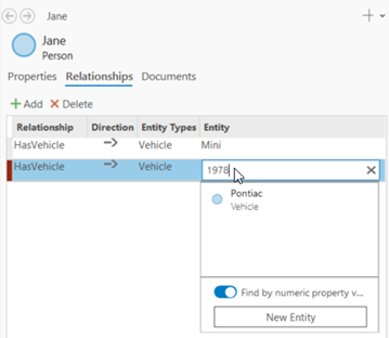 Search for an existing entity by using a property with a numeric data type.