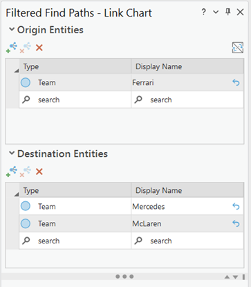 Remove a selected row from the destination entity list.