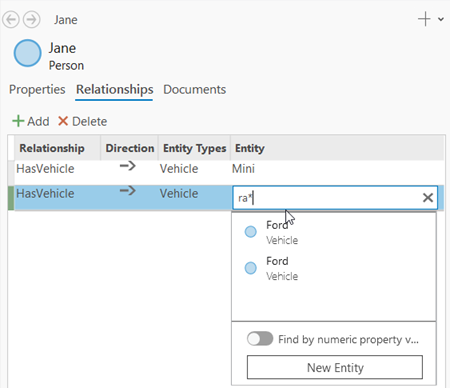Search for an existing entity by using a property with the Text or GUID data type.