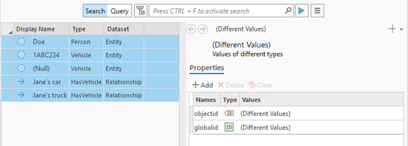 The details panel shows properties common to all selected items.