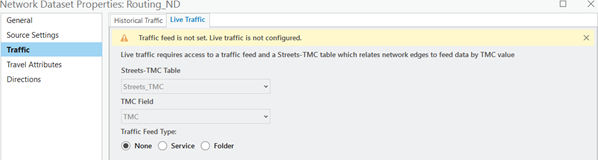 Network Dataset Properties dialog box for Routing_ND