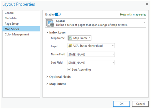 Spatial map series properties