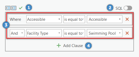 An example of the interactive mode of the query builder