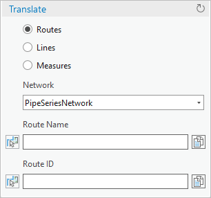 Translate dialog box with Routes chosen