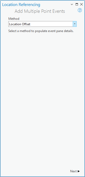 Add Multiple Point Events pane with Location Offset method