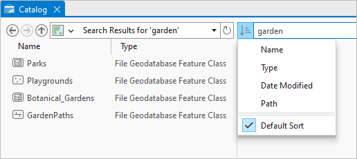 Catalog view showing search results and sort options