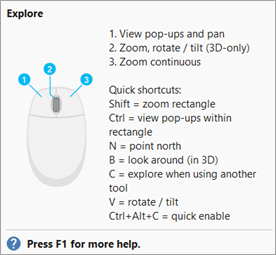 Explore tool pop-up help