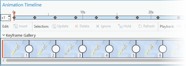 Keyframes in Animation Timeline pane