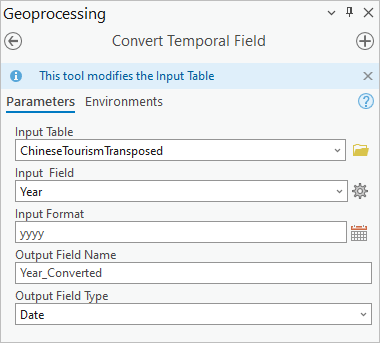 Convert Time Field tool