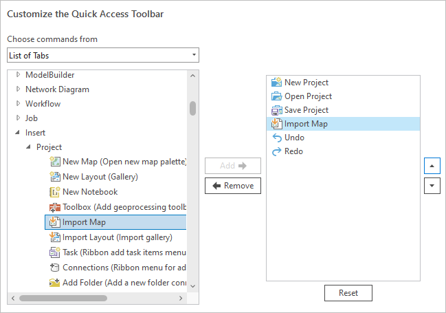 Quick Access Toolbar dialog box