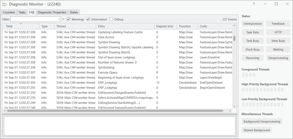 Log tab in Diagnostic Monitor