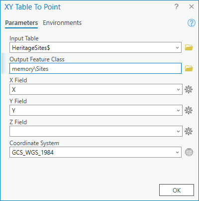 Display XY Data parameters.