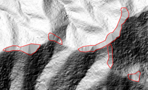 Derived hillshade before the repair