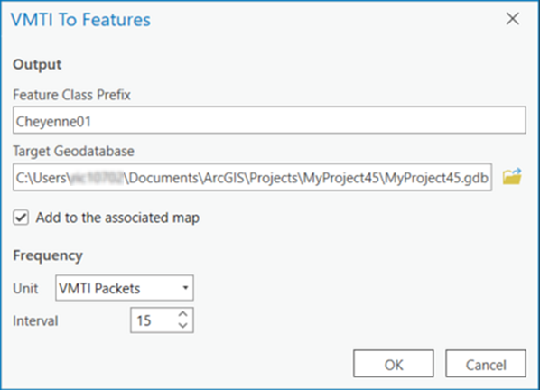 Specify the path, file name, and capture frequency of the objects to be identified in your VMTI-enabled video.