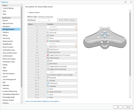 Softmouse stereo mouse configuration options