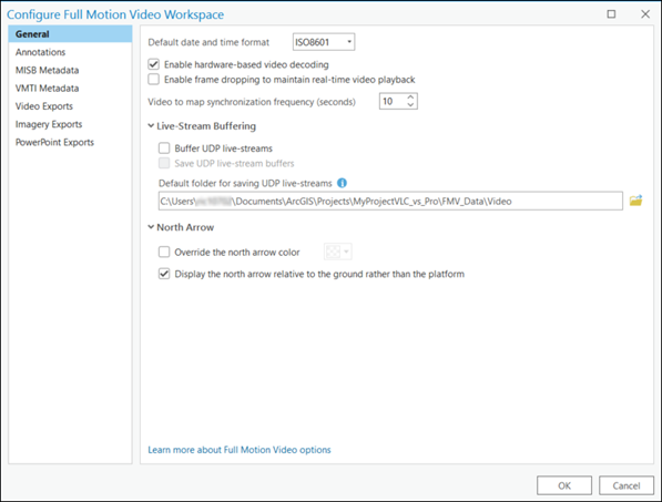 Workspace configuration dialog box