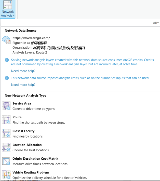 The network analysis layer will be created using