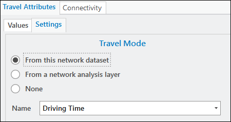 Change the travel mode settings on the Settings subtab.