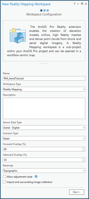 Workspace Configuration window