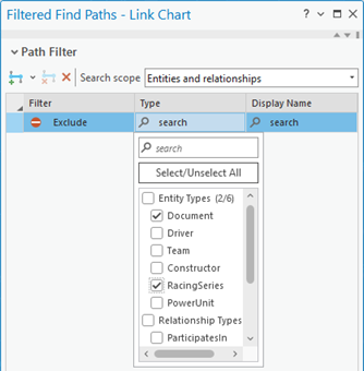 Check entity types to exclude from the paths.