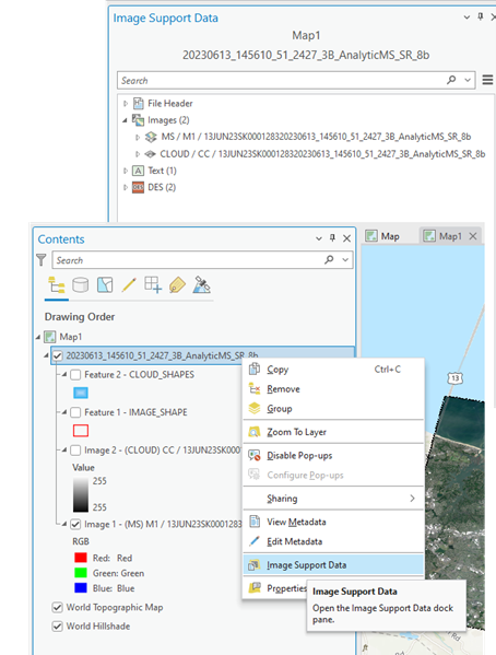 NITF Image Support Data pane