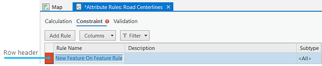 Attribute Rules view with required parameters missing