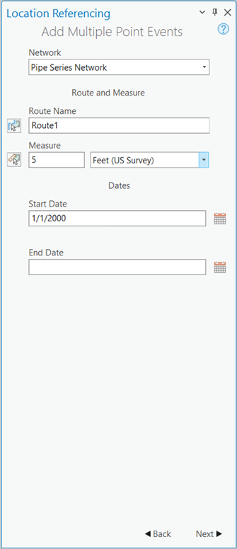 Add Multiple Point Events pane