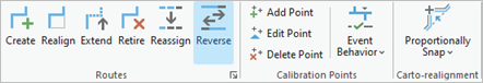 Reverse tool highlighted in the Routes group