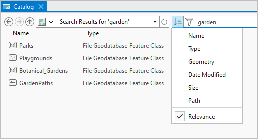 Catalog view showing search results and sort options