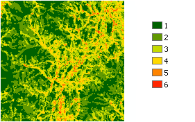 Output of Focal Statistics tool using the Variety statistic