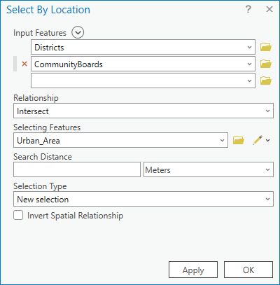 Select By Location parameters