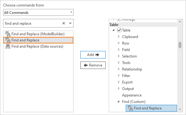 Find and Replace command added to the new group