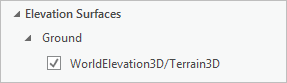 Contents pane showing the ground elevation surface layer