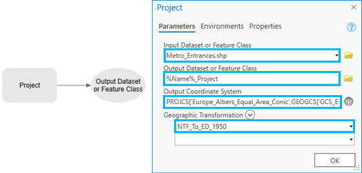 Project tool dialog box