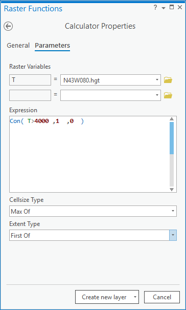 Calculator Properties parameters