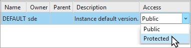 Choose Protected for the Access value in the Versions view.