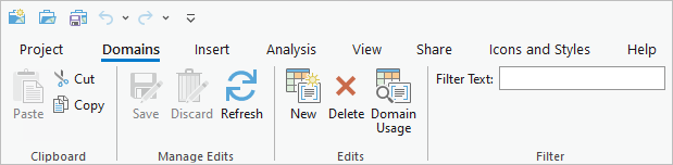 Domains view contextual tab