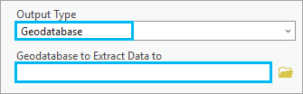 In the Extract Data From Geodatabase tool, Output Type is set to Geodatabase.